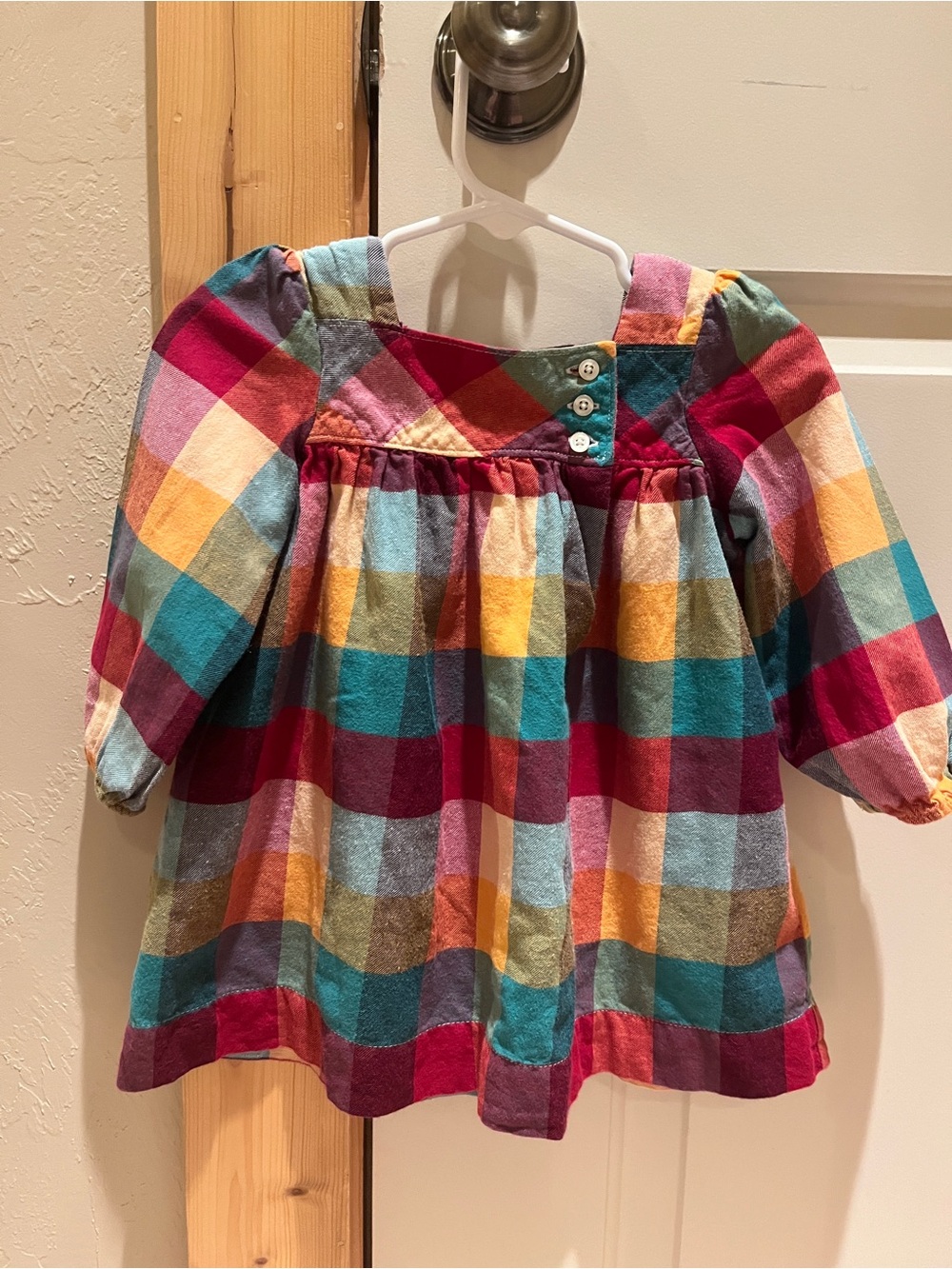 Baby Gap Multicolor Plaid Long-Sleeve Baby Dress 12-18 mos